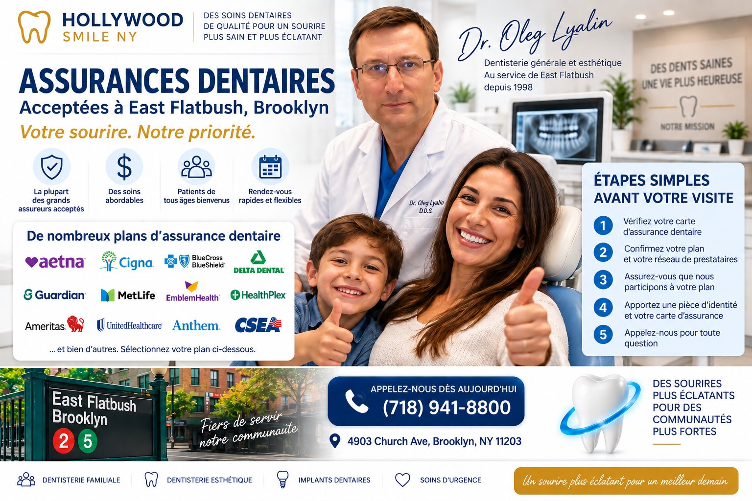 Assurances dentaires acceptées à East Flatbush, Brooklyn at Hollywood Smile NY