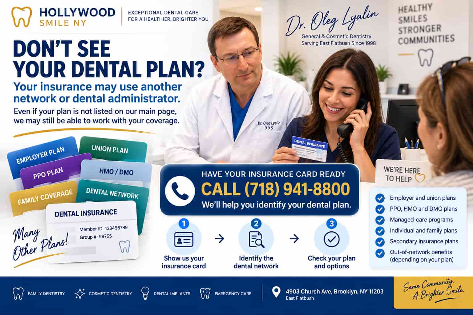 Lòt plan asirans dantè nou aksepte nan East Flatbush, Brooklyn nan Hollywood Smile NY